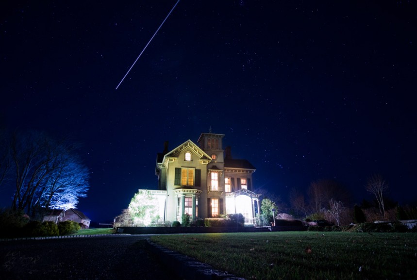 Night time photo of the Inn with shooting star, Angel Project Photo